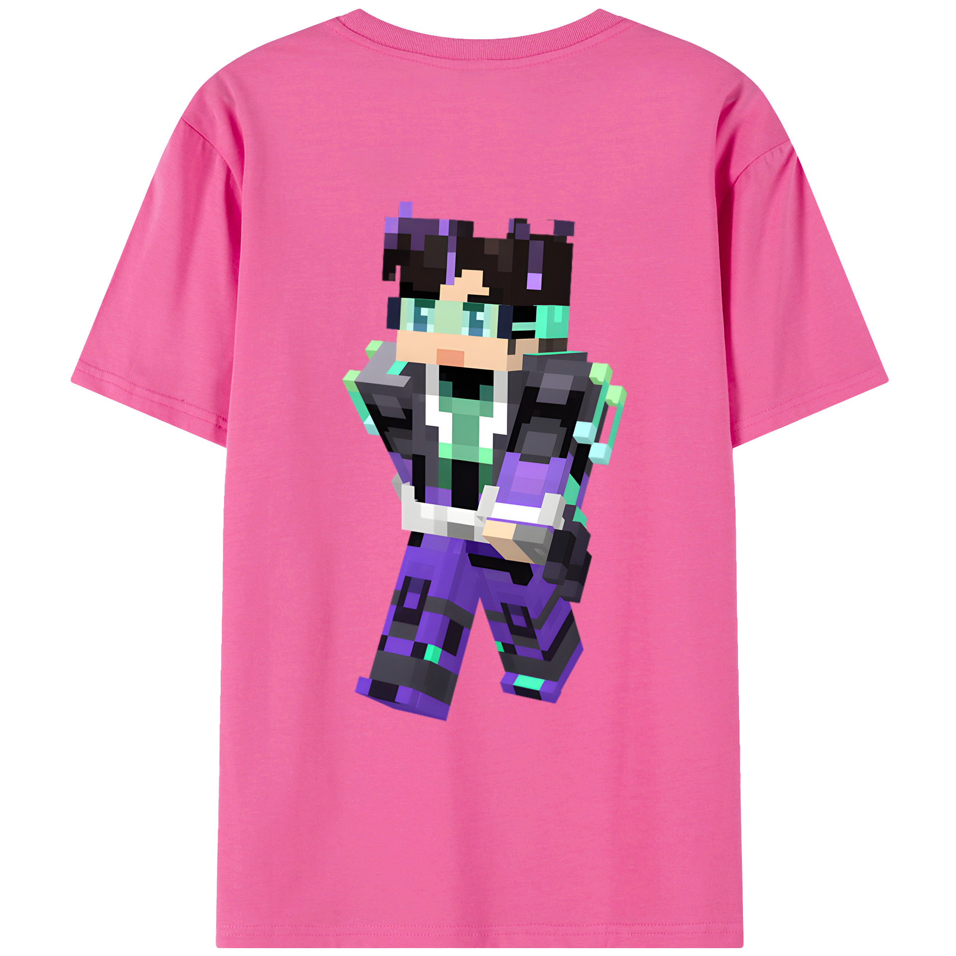 （画像用） マインクラフト ブロックの世界 Minecraft MC Block world レディース半袖Tシャツ(バックプリント)